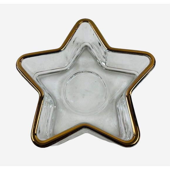 Holiday Gold Indiana Glass Christmas Candy Serving Dish Candle Holder Set of 3 - Picture 3 of 10